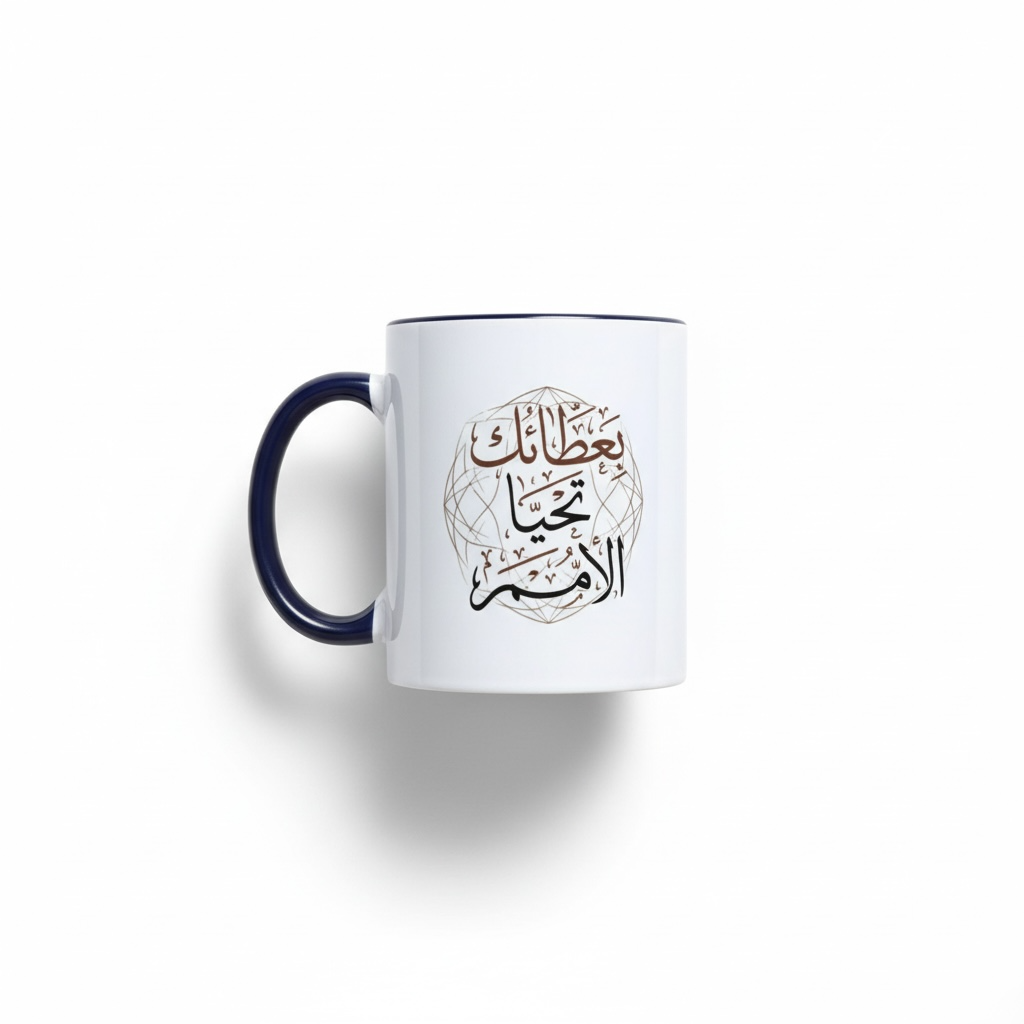 Inspirational Arabic Calligraphy Two-Tone Coffee Mug - "With Your  contributions, Nations Thrive"