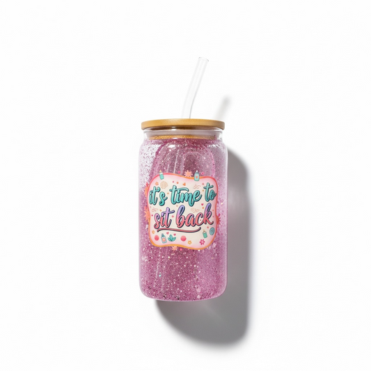 16oz “Time to Sit Back” Snowglobe Tumbler